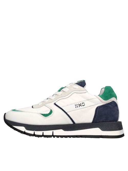 Sneakers in pelle e tessuto HUNDRED 100 | M241-02 CB.14BIANCO-VERDE-BLU